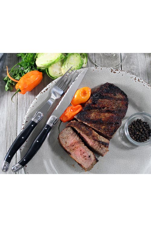 French Home 8-piece Laguiole Faux Onyx Steak Knife & Fork Set In Black
