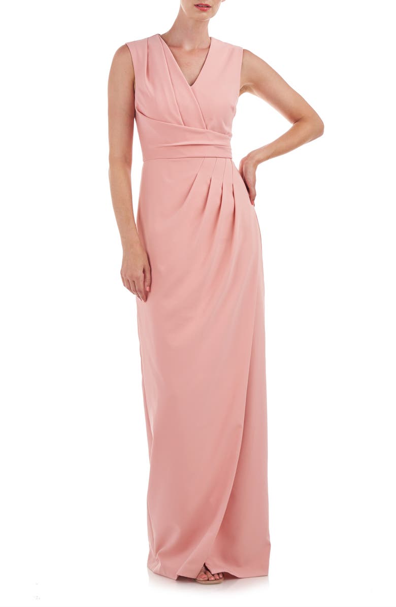 Kay Unger Cassia Pleated Column Gown, Main, color, 