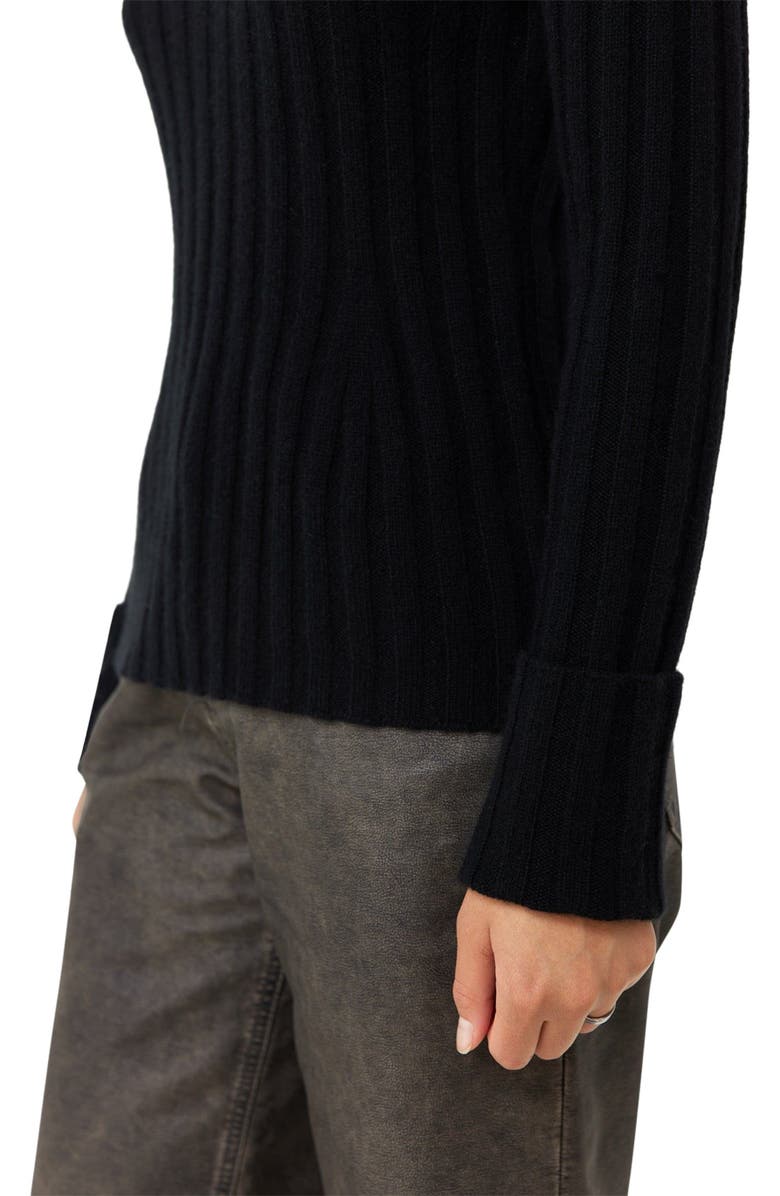 GOBI Mongolian Cashmere Cashmere Turn-Up Cuffs Sweater, Alternate, color, Black