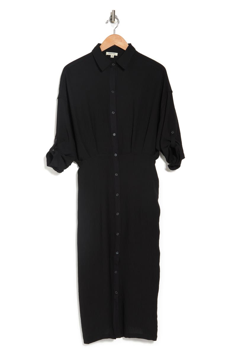 MAX STUDIO Career Button Front Midi Shirt Dress, Alternate, color, 