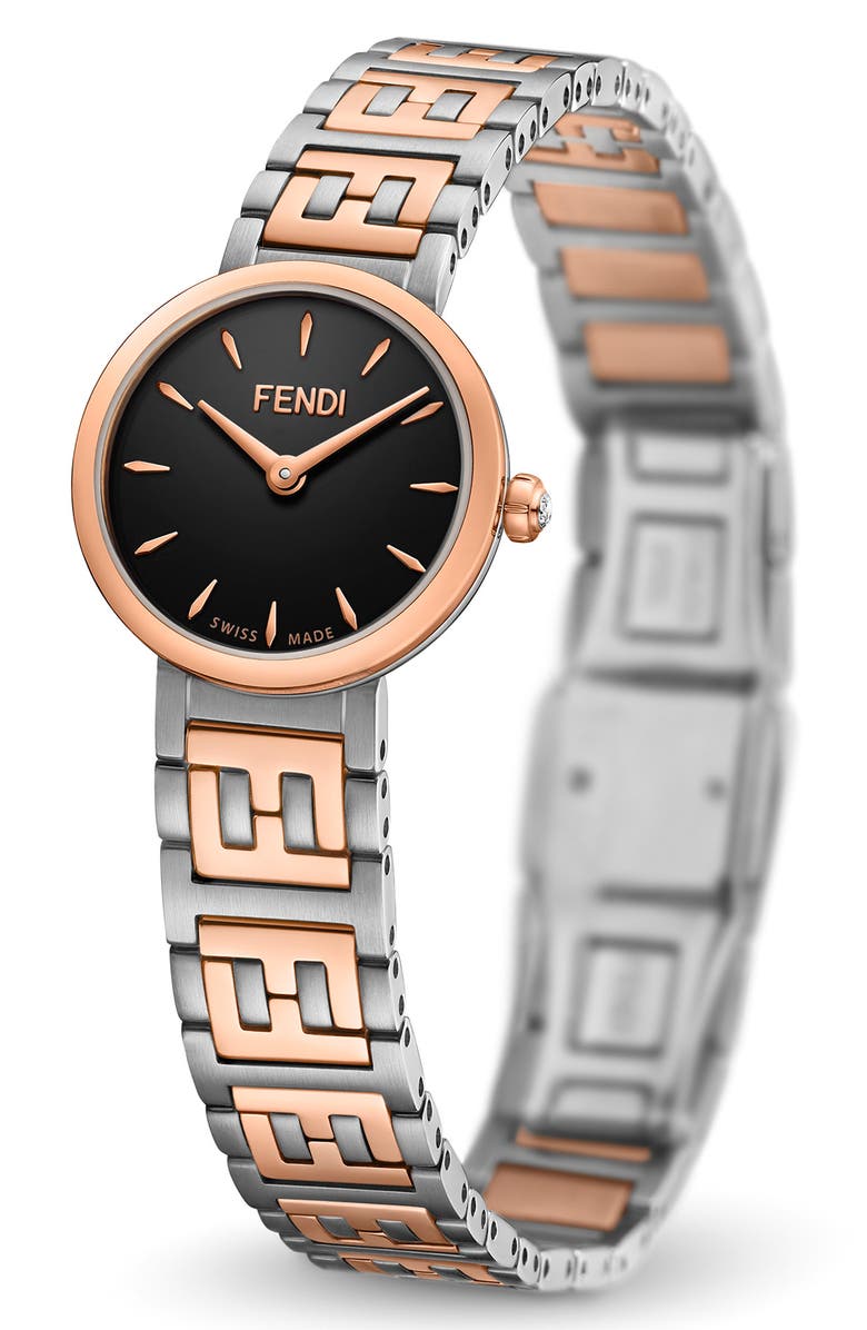 Fendi Forever Fendi Diamond Two-Tone Swiss Quartz Bracelet Watch, 19mm, Alternate, color, Two Tone