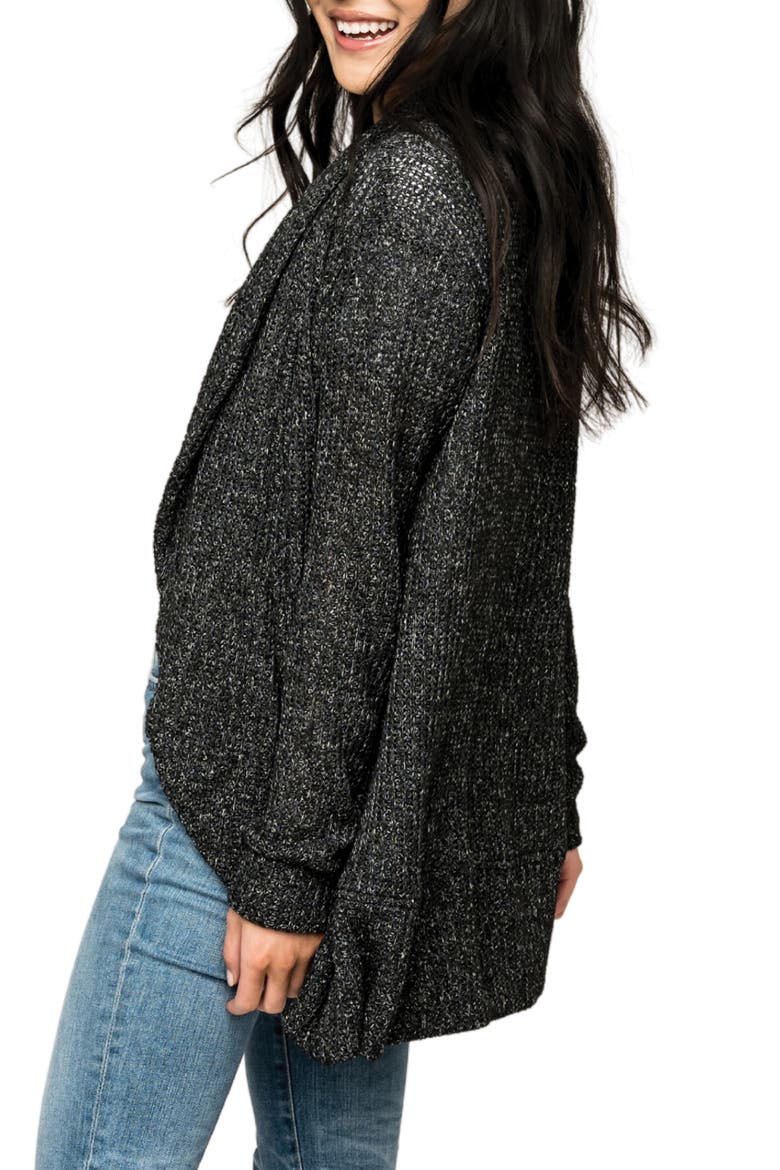 Bouclé Cocoon Cardigan, Alternate, color, BLACK