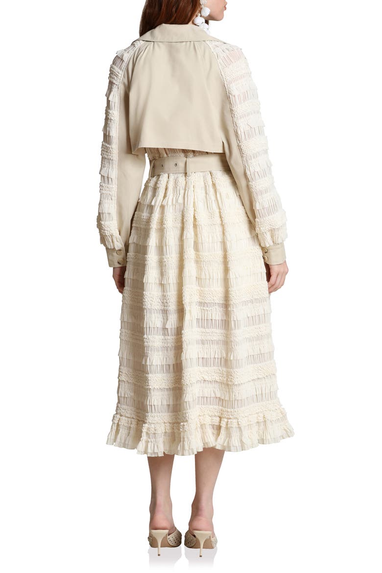 Mixed Media Trench Coat, Alternate, color, BONE MULTI