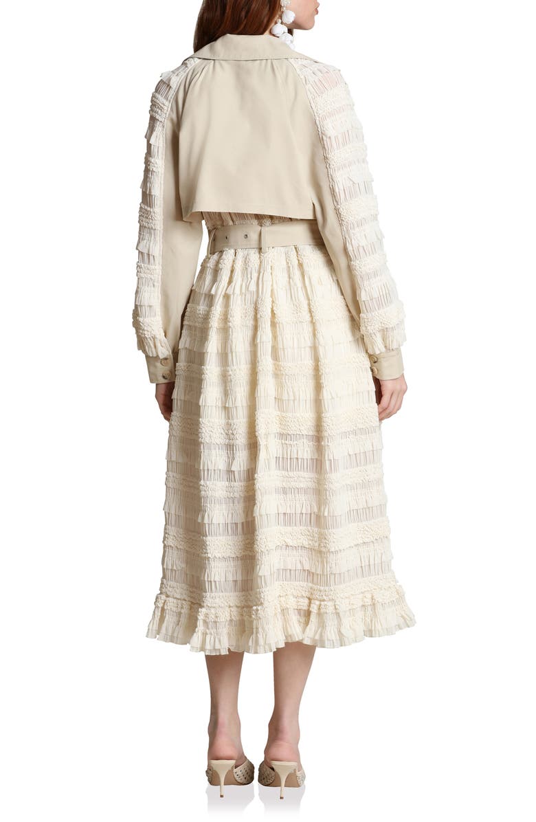 Avec Les Filles Mixed Media Trench Coat, Alternate, color, Bone Multi