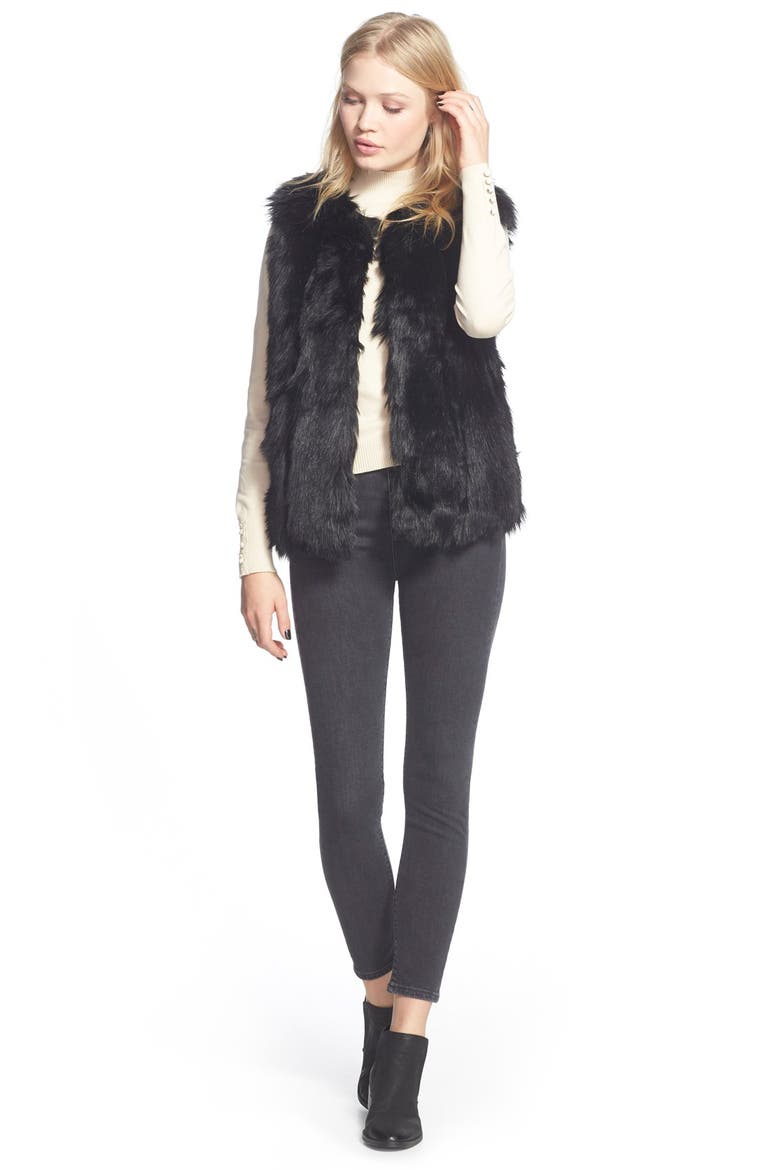 'Leah' Faux Fur Vest, Alternate, color, BLACK