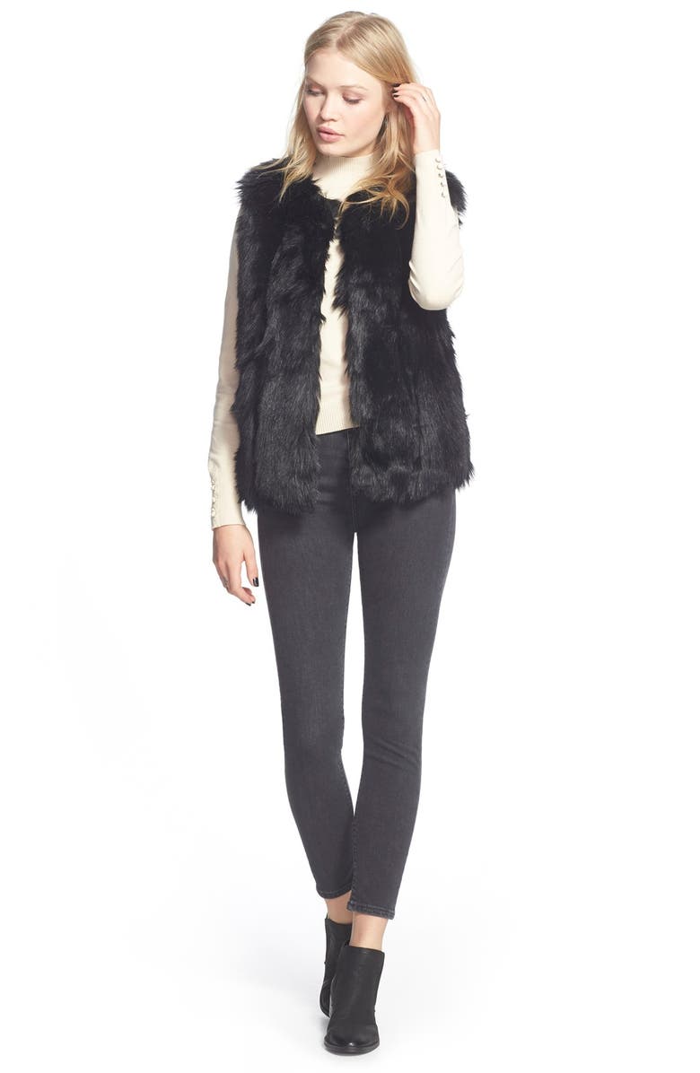 Topshop 'Leah' Faux Fur Vest, Alternate, color,
