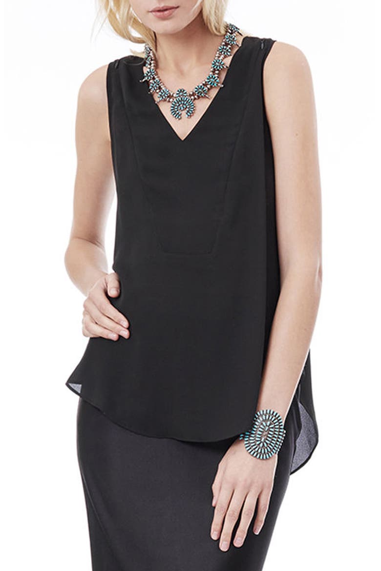 'Amanda' Print Maternity/Nursing Tank, Main, color, BLACK