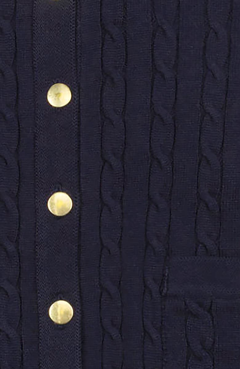 Hope & Henry Organic Cable Knit Collared Cardigan Sweater, Alternate, color, Navy Cable