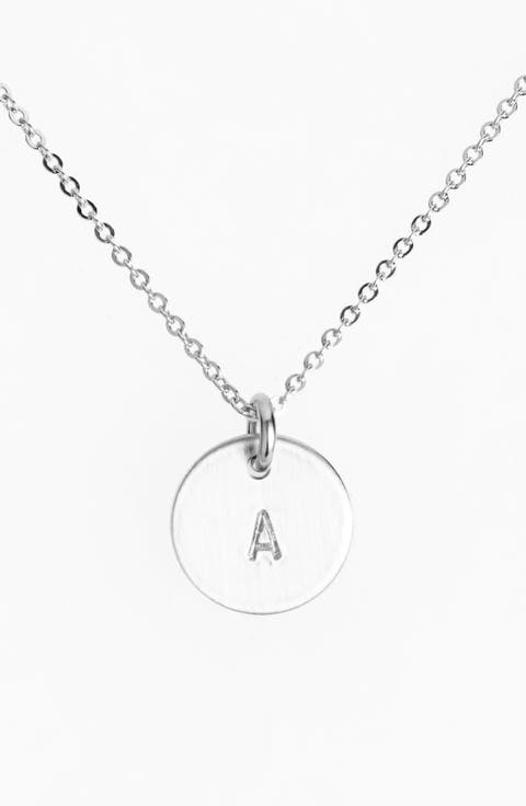 Sterling Silver Initial Mini Disc Necklace