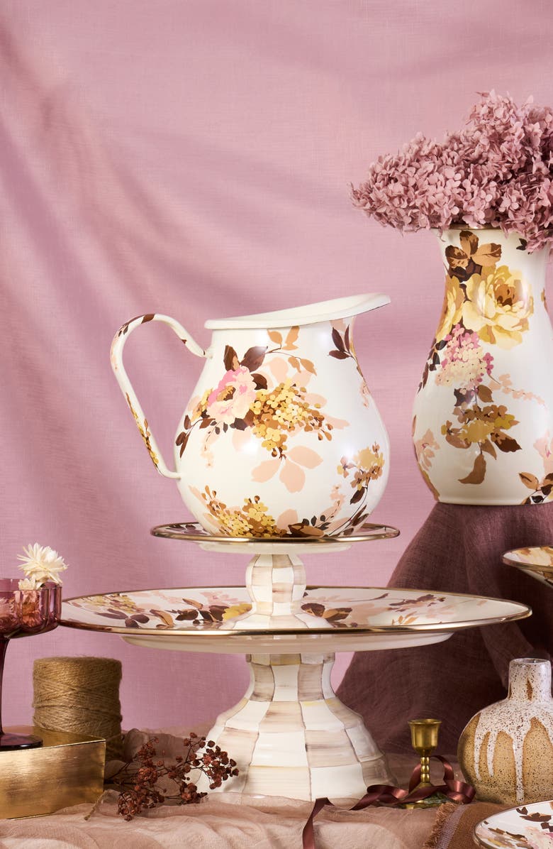 MACKENZIE CHILDS Wild Rose Pitcher, Alternate, color, White
