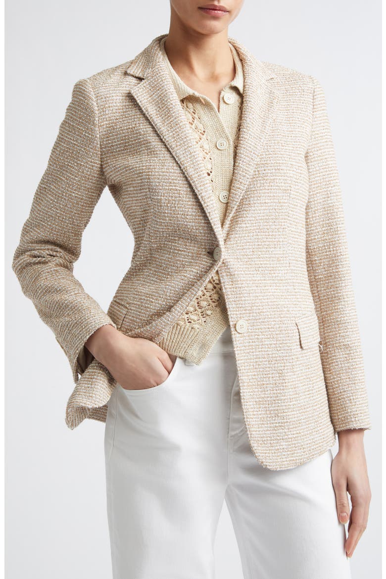 Knit Blazer with Hooded Bib, Alternate, color, TAUPE COGNAC