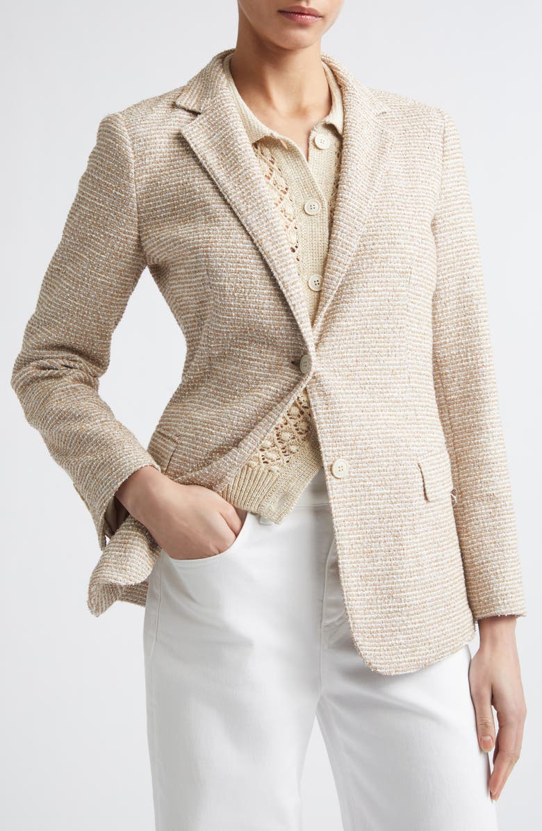 Eleventy Knit Blazer with Hooded Bib, Alternate, color, Taupe Cognac