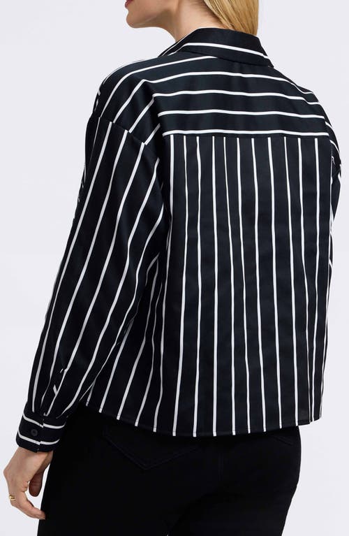 Foxcroft Marina Stripe Cotton Button-up Shirt In Black