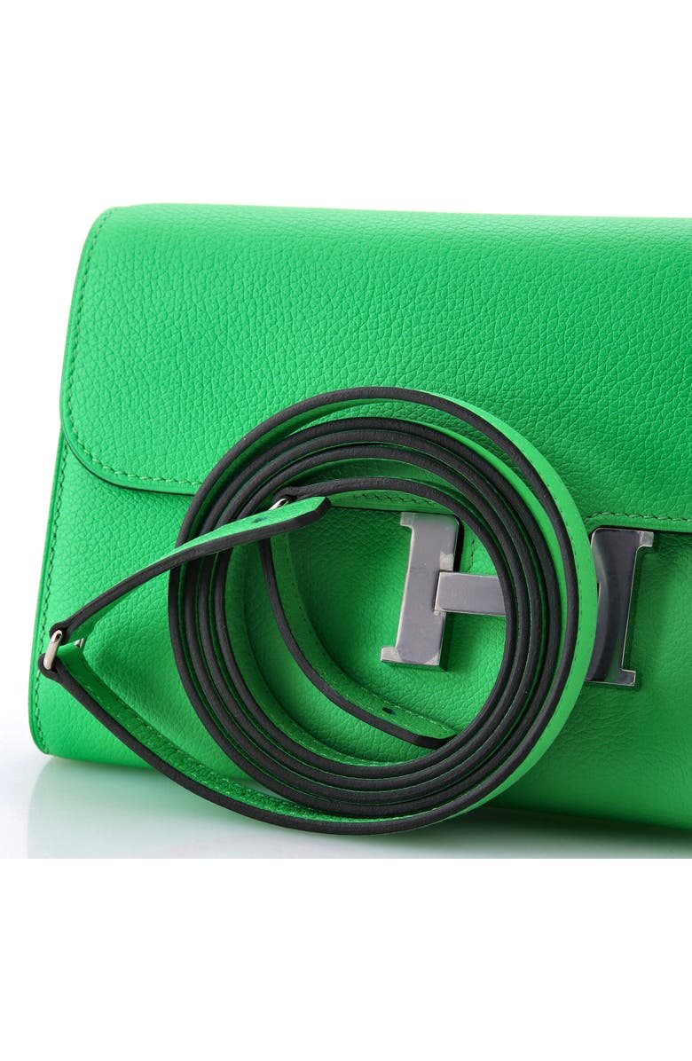 Pre-Owned Hermes Cavale Constance To Go Wallet Evercolor, Alternate, color, Vert Comics