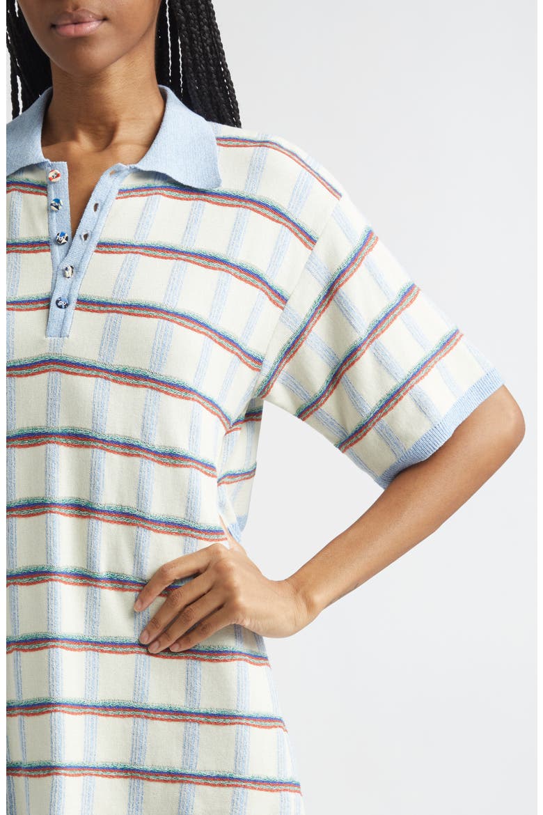 Back Button Check Jacquard Polo, Alternate, color, IVORY