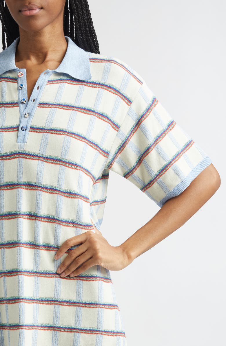 EENK Back Button Check Jacquard Polo, Alternate, color, Ivory