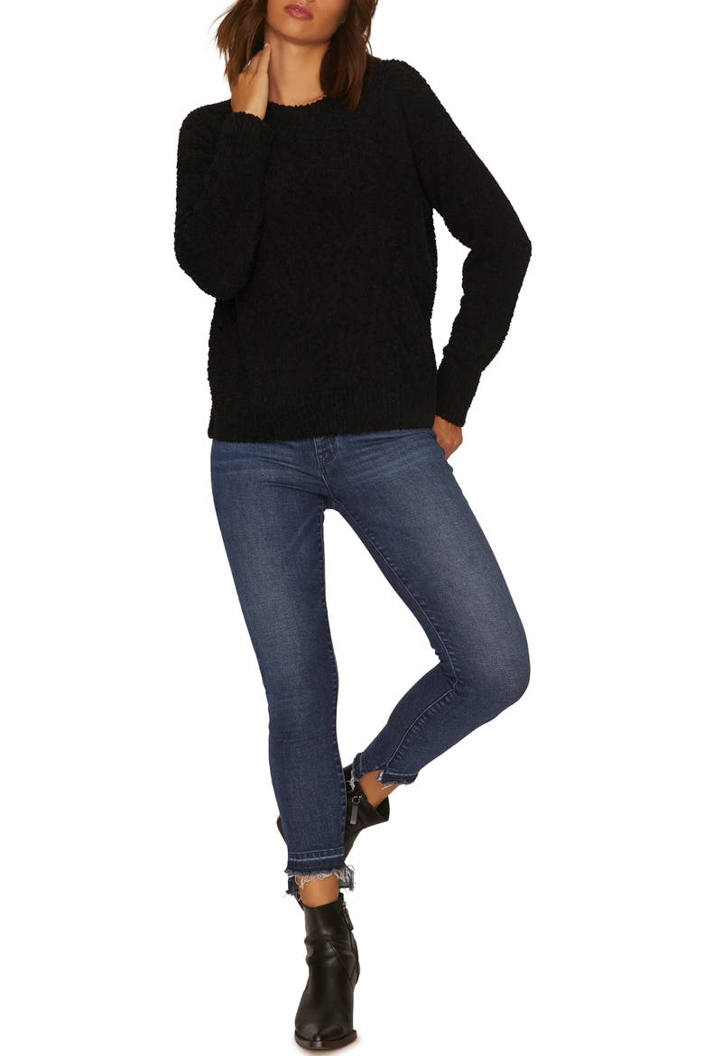 Teddy Textured Knit Sweater, Alternate, color, BLACK