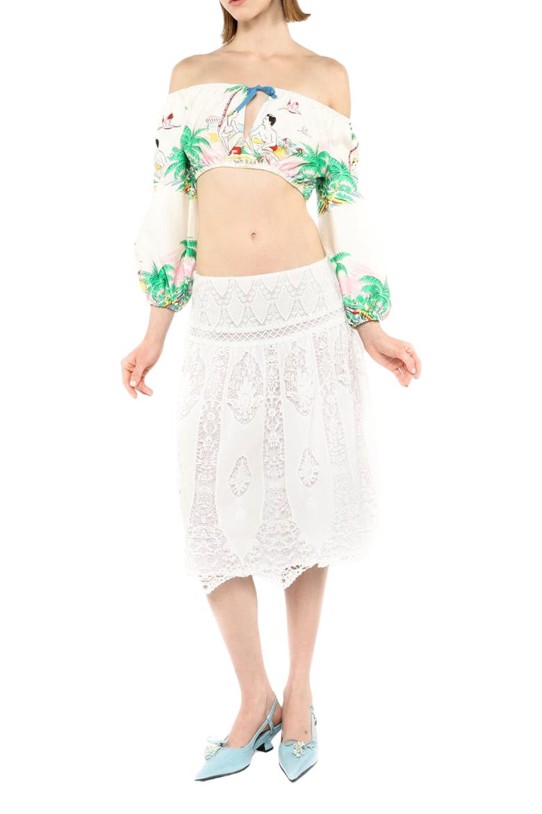 Applique Lace Combo Skirt, Alternate, color, WHITE MULTI