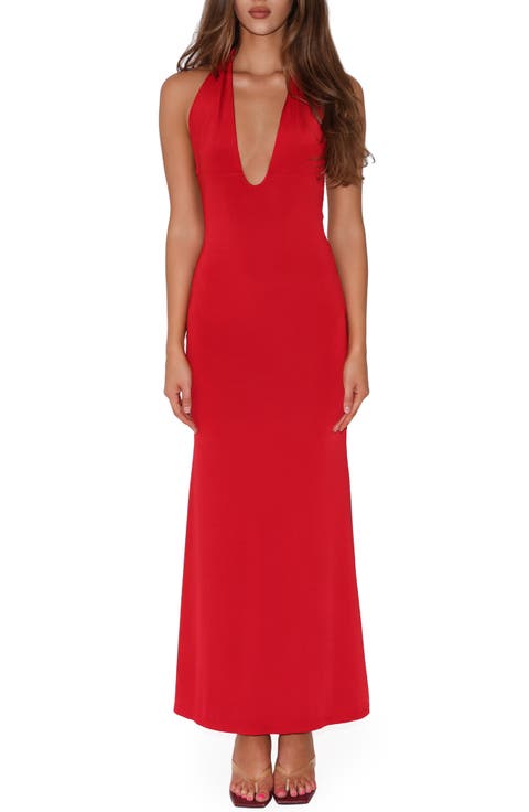 Solyne Plunge Neck Maxi Dress