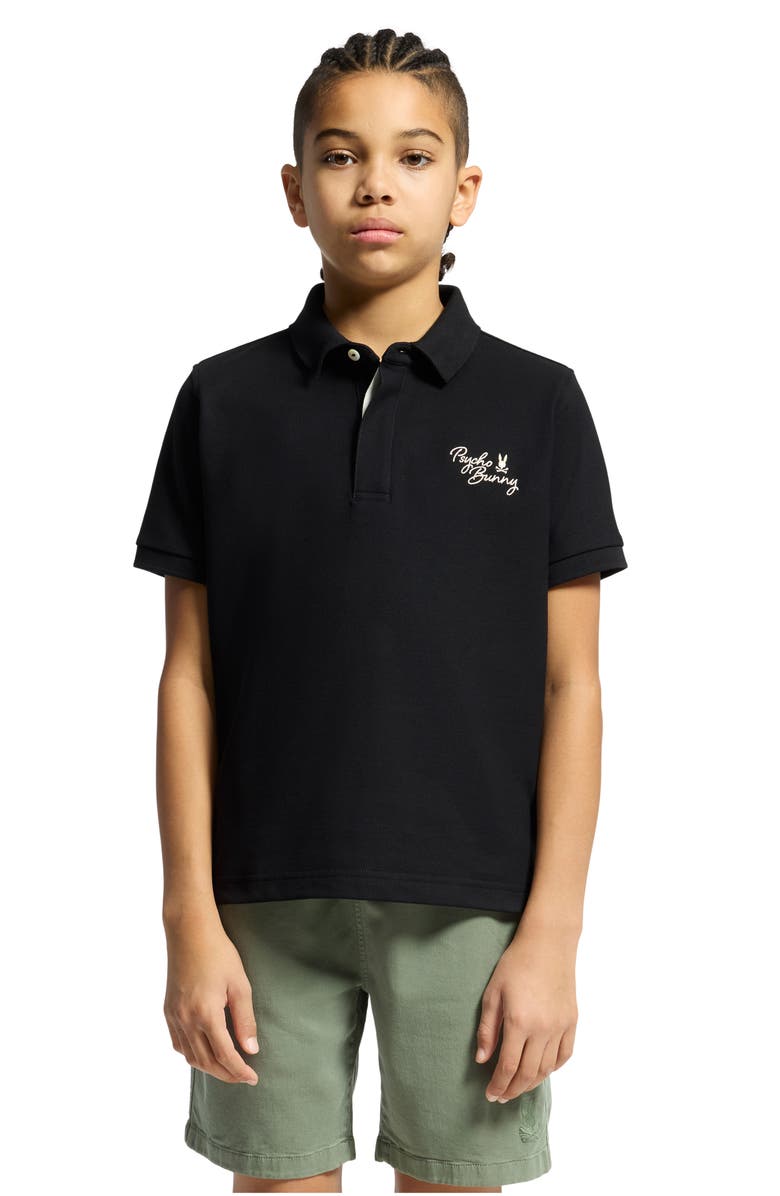 Psycho Bunny Kids' Desert Pima Cotton Piqué Polo, Alternate, color, Black