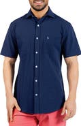 TailorByrd Seersucker Short Sleeve Button-Up Shirt