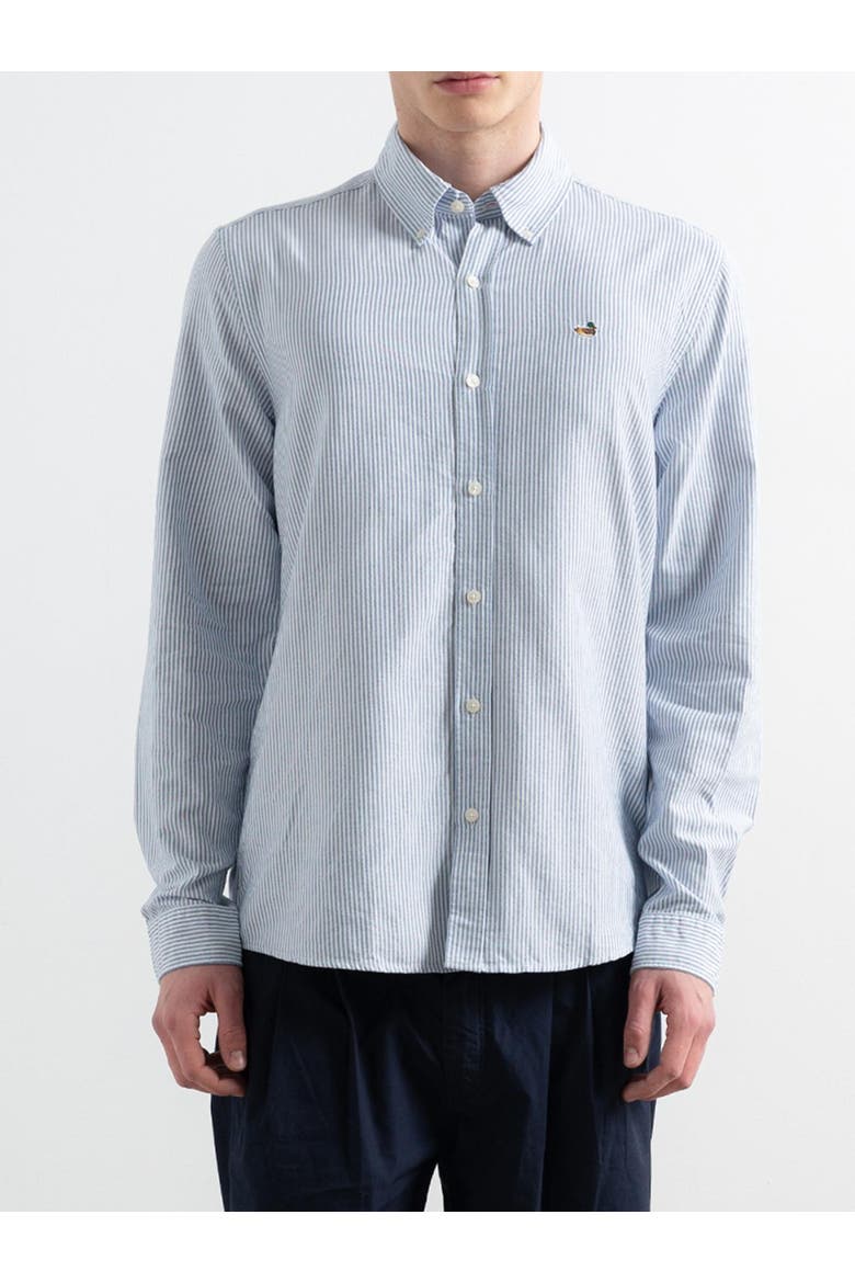 Duck Logo Striped Oxford Shirt, Alternate, color, Plain Light Blue