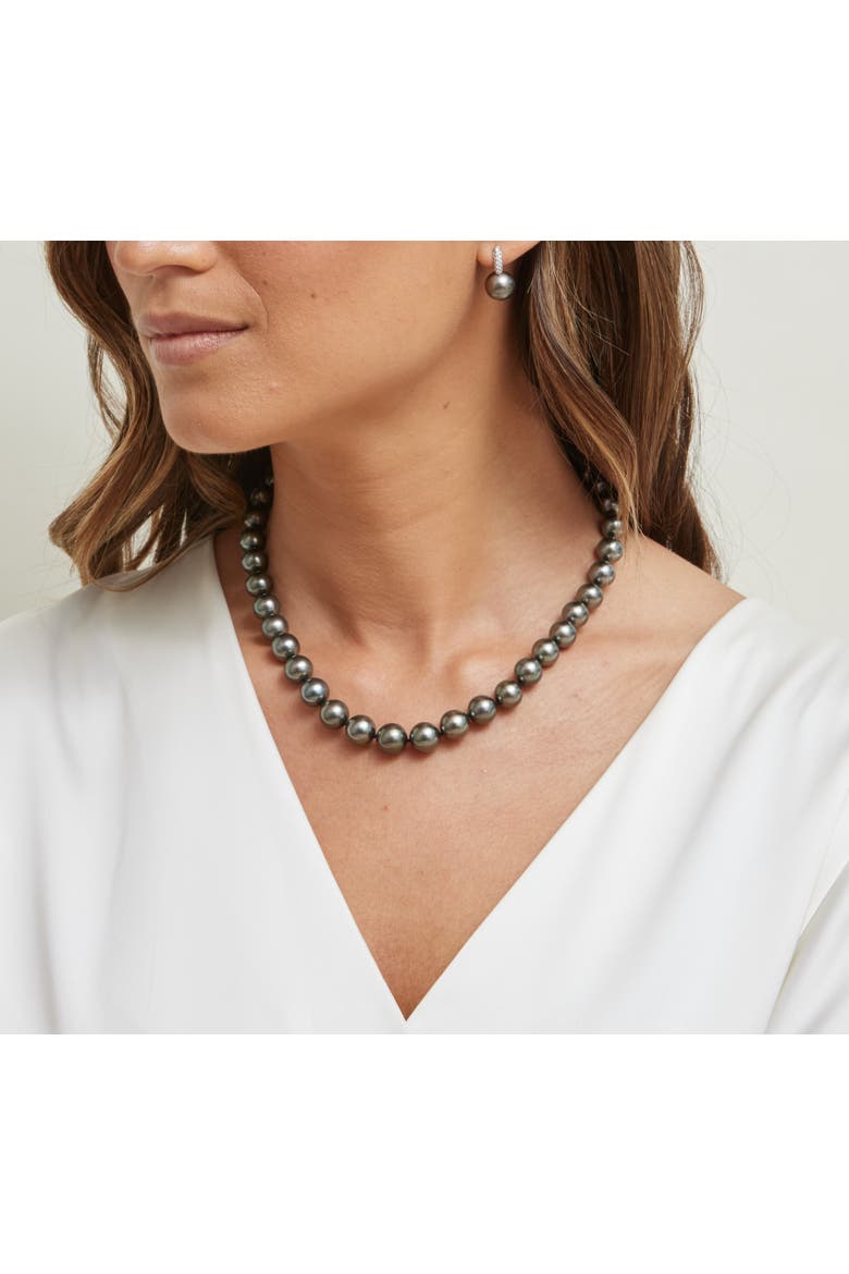 9-11.2mm Peacock Tahitian South Sea Pearl Necklace - PSL Certified, Alternate, color, White Gold Clasp