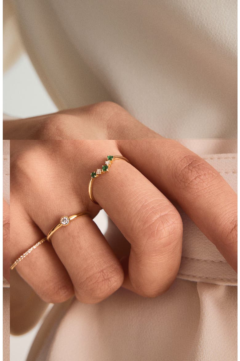 Emerald and Diamond Wishbone Ring, Alternate, color, Emerald