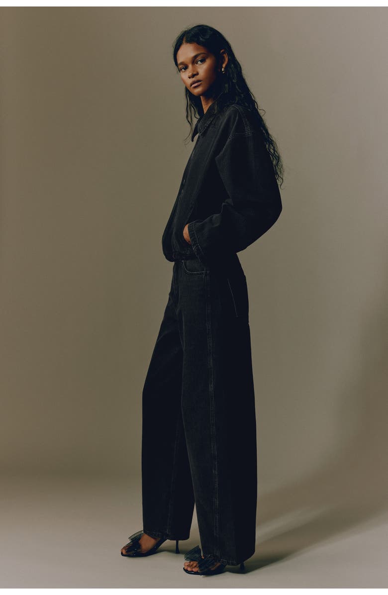 H&M Denim jacket with collar, Main, color, Washed Black