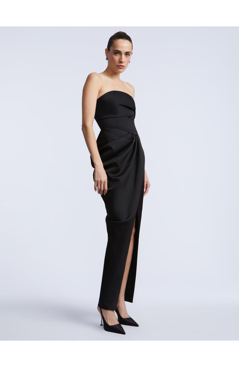 BCBGMAXAZRIA Solid Bodice Wrap Skirt Gown, Alternate, color, 