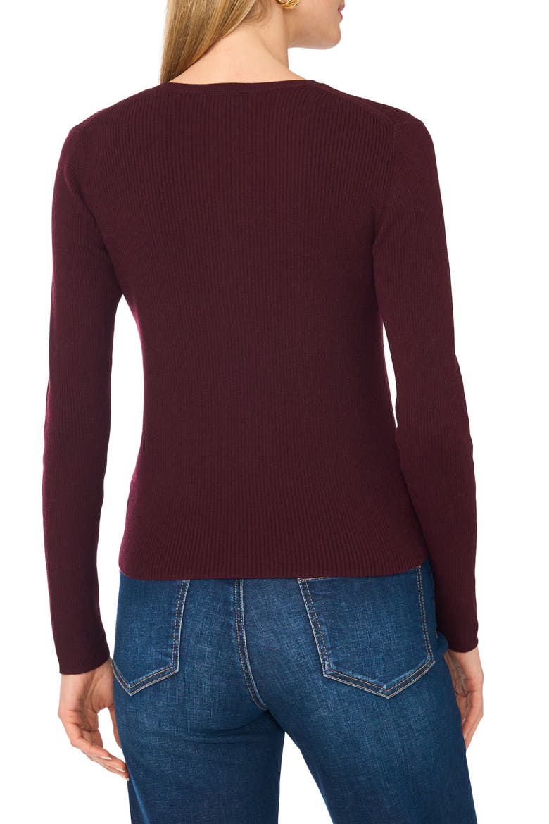Slim Fit Ribbed Henley Sweater, Alternate, color, CHOCOLATE BURGUNDY