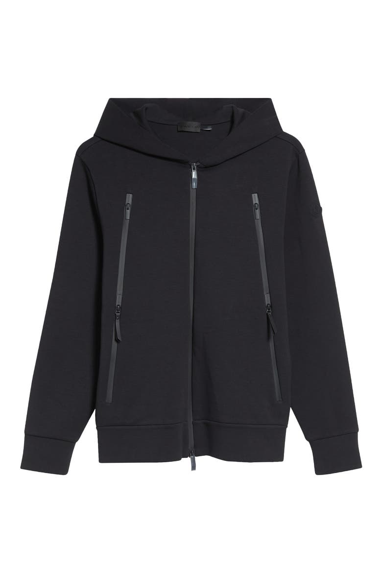 Cotton Blend Zip-Up Hoodie, Main, color, BLACK