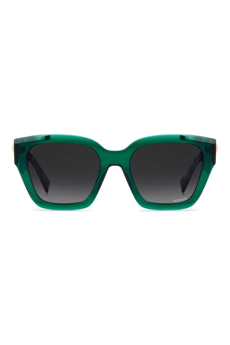 53mm Gradient Square Sunglasses, Main, color, GREEN/ DARK GREY