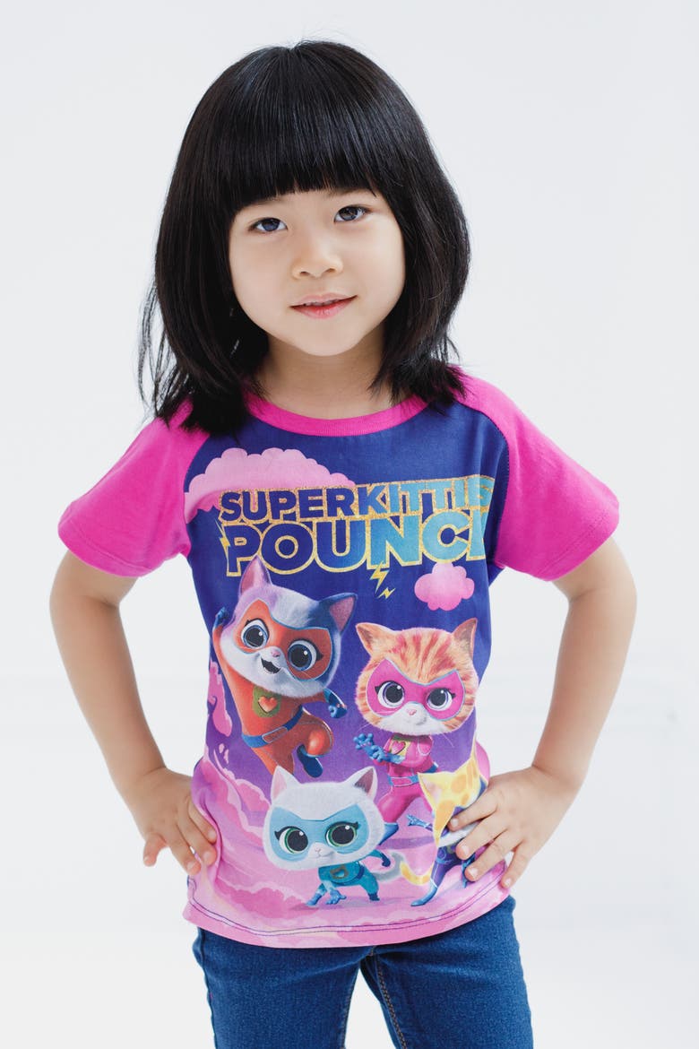 Super Kitties 2-pack Short Sleeve Graphic T-shirts (toddler, Little Kid & Big Kid), Alternate, color, SuperKitties Pink Gray