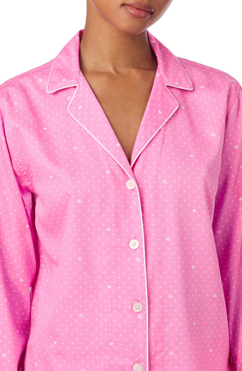 Lauren Ralph Lauren Polka Dot Cotton Blend Short Pajamas, Alternate, color, Pink Print