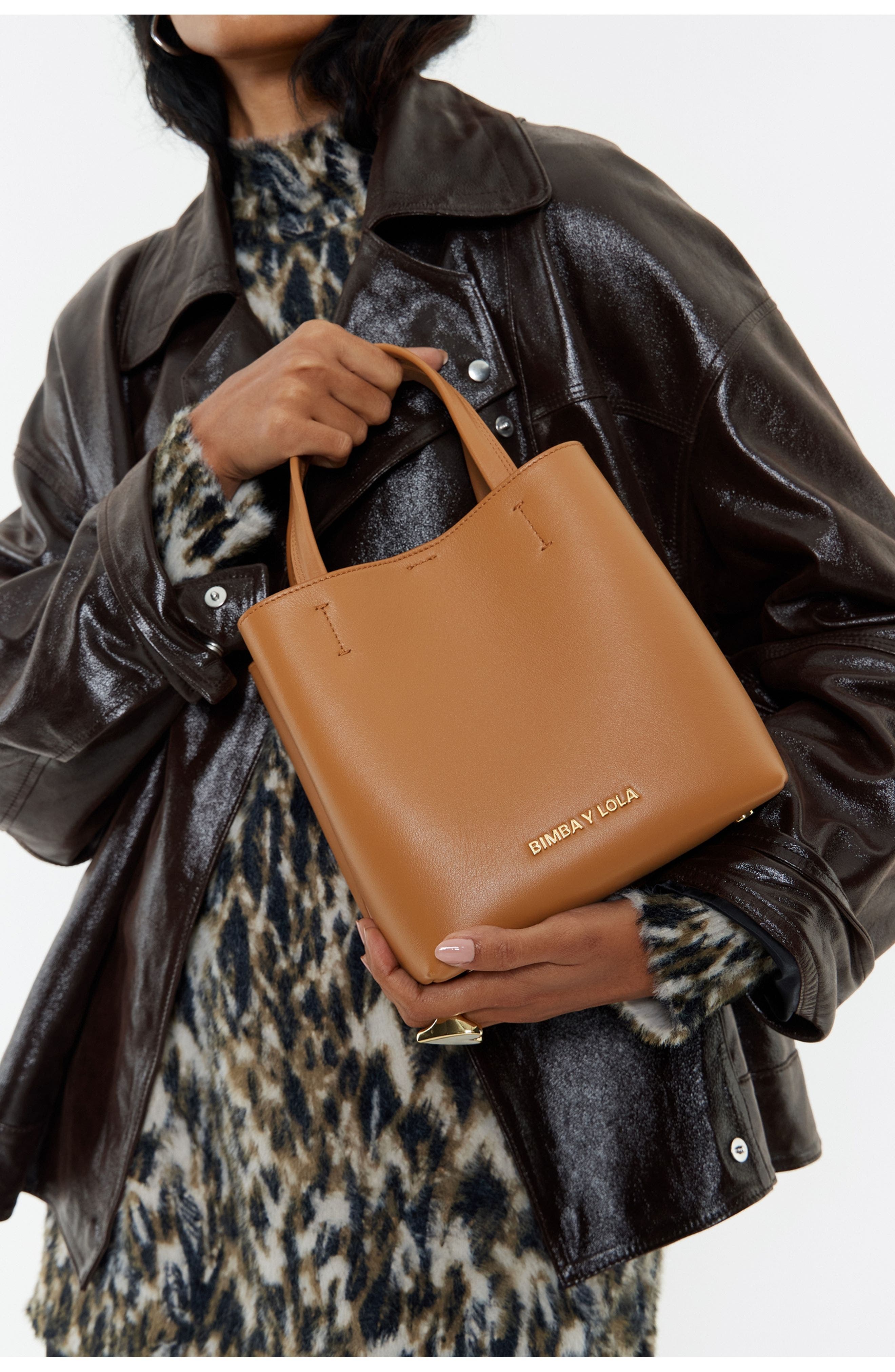 Bimba y Lola Small Honey Leather Chihuahua Bag, Alternate, color, Honey