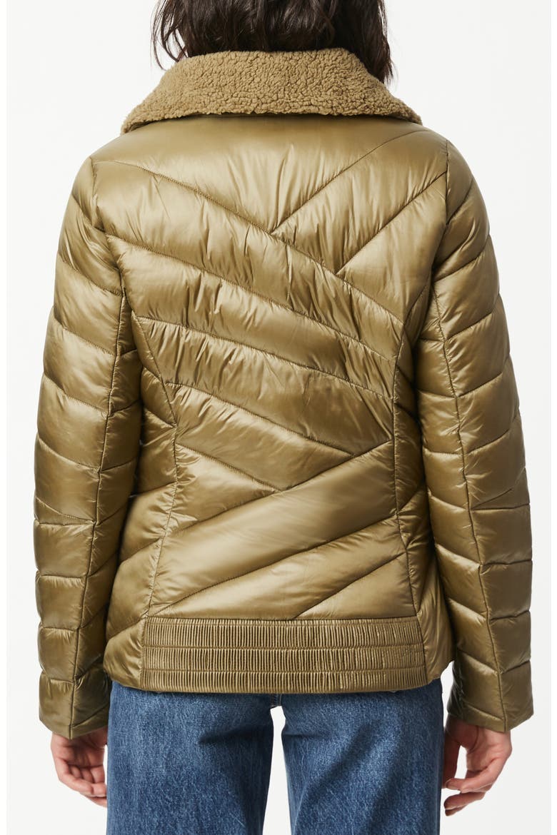 Fleece Trim Quilted Puffer Coat, Alternate, color, SAGE GREEN