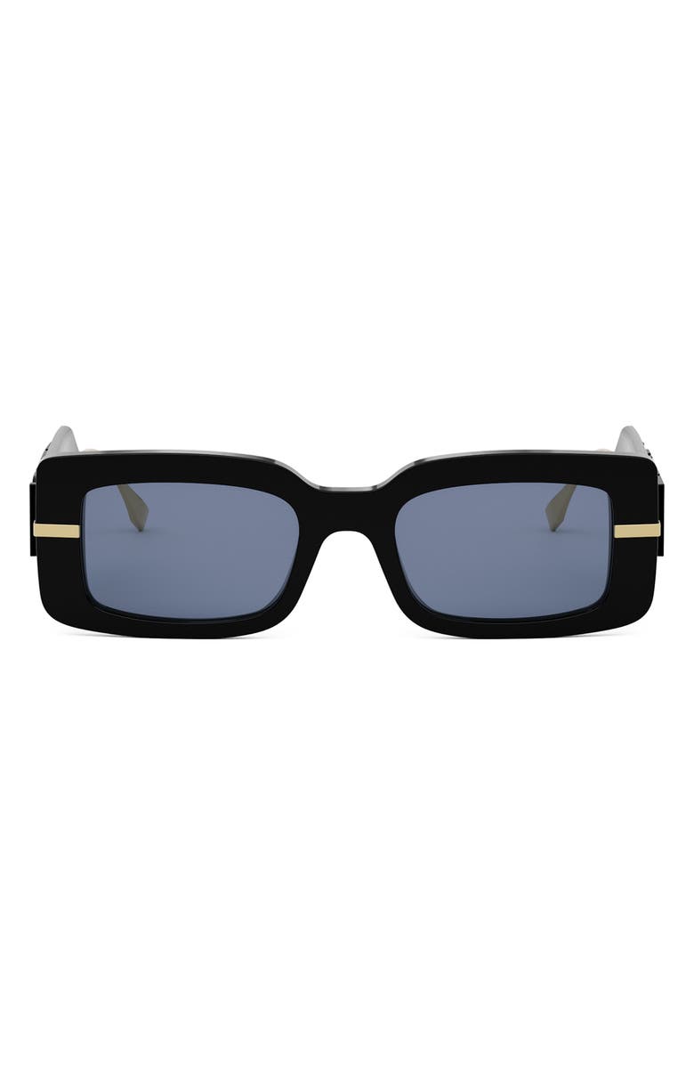 Fendi 'Fendigraphy 51mm Rectangular Sunglasses, Main, color, Shiny Black / Blue