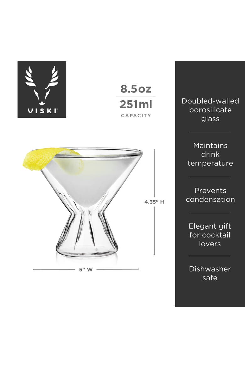Double Walled Martini Glasses Set of 2, Alternate, color, Clear