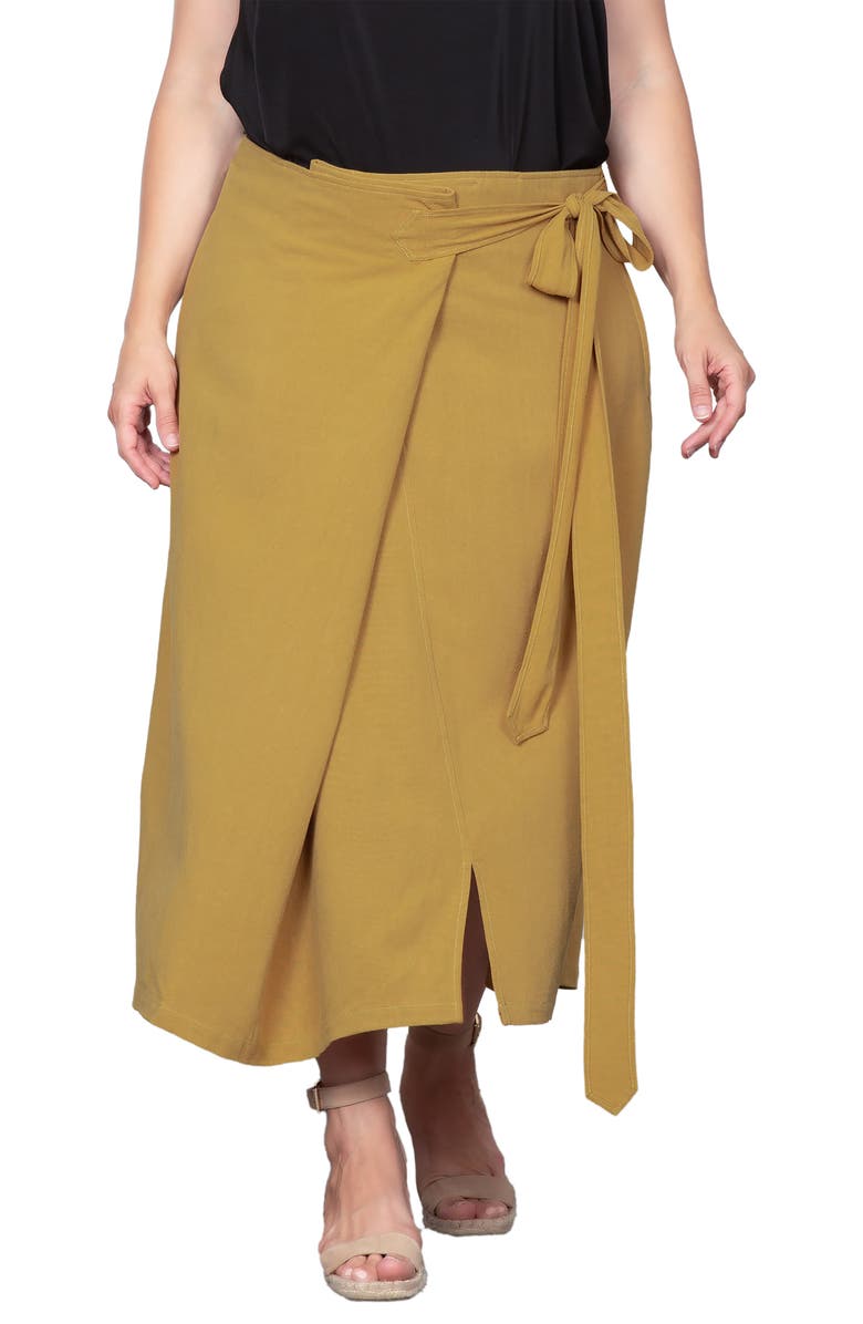 Standards & Practices Wrap Maxi Skirt, Main, color, Brown