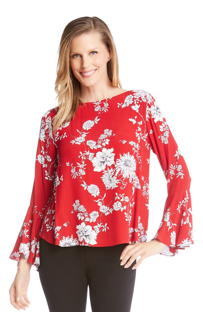 Karen Kane Bouquet Print Bell Sleeve Top, Alternate, color, 