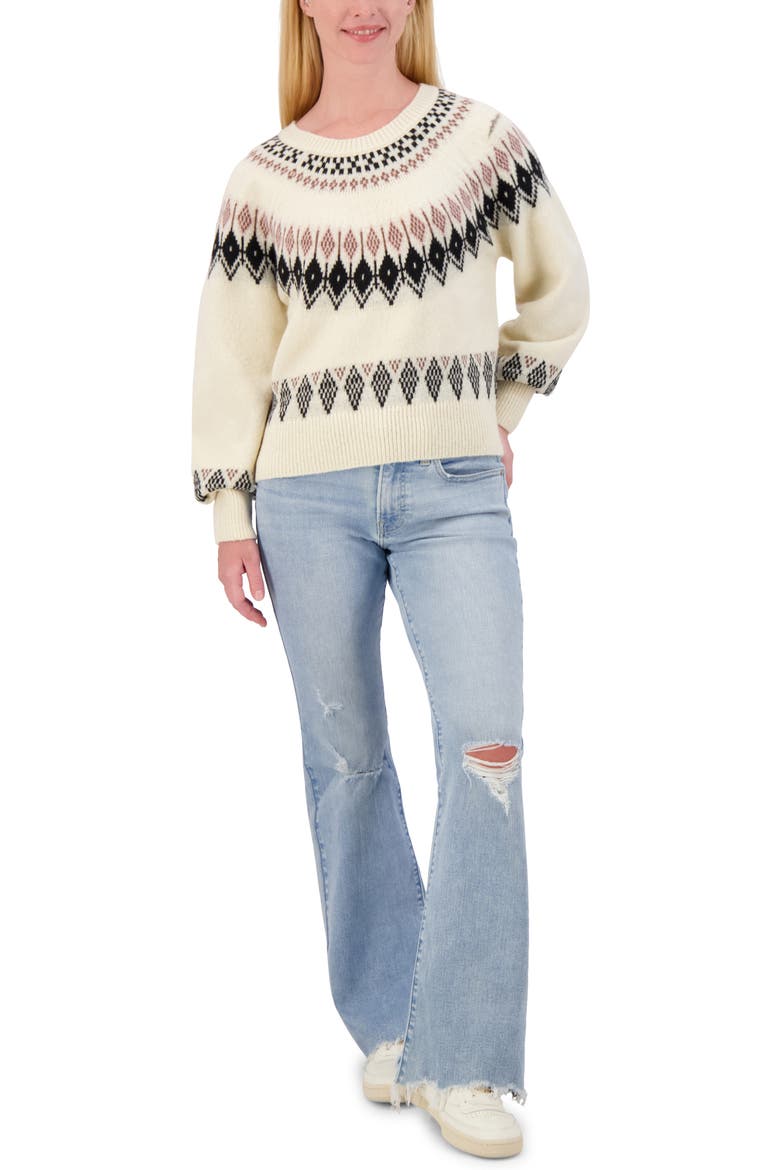 Fair Isle Raglan Crew Sweater, Alternate, color, BIRCH