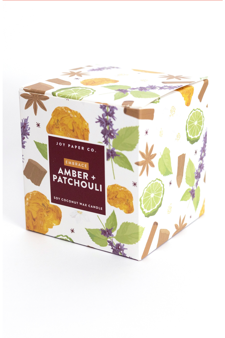 Embrace Amber Patchouli Coconut Soy Candle, Alternate, color, White Glass