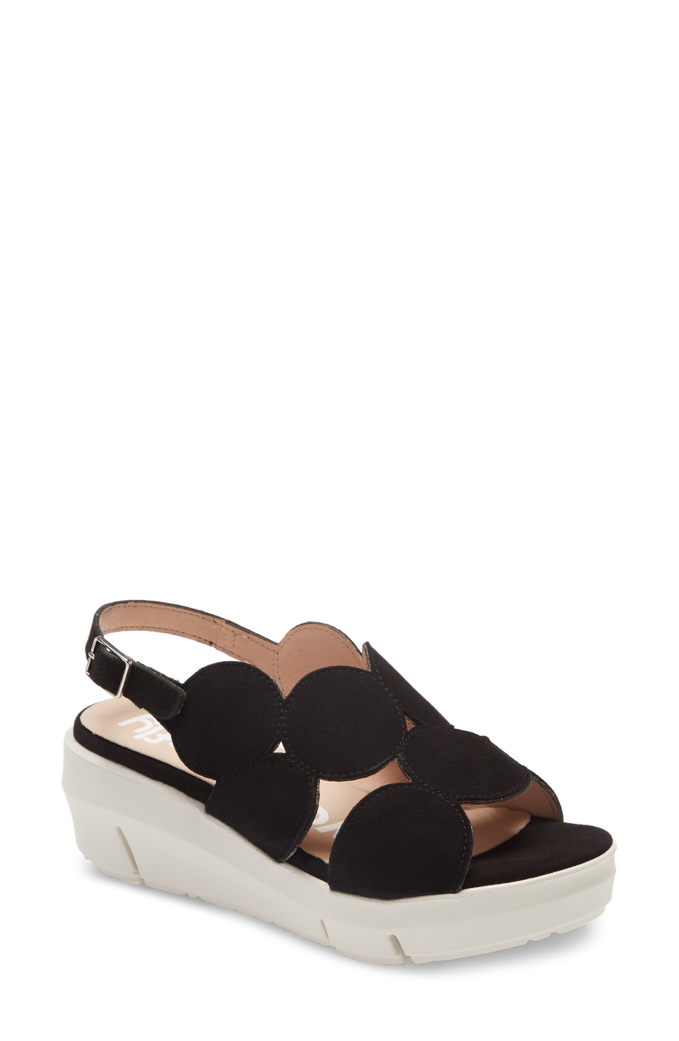 Wonders Platform Sandal, Main, color, Black Suede