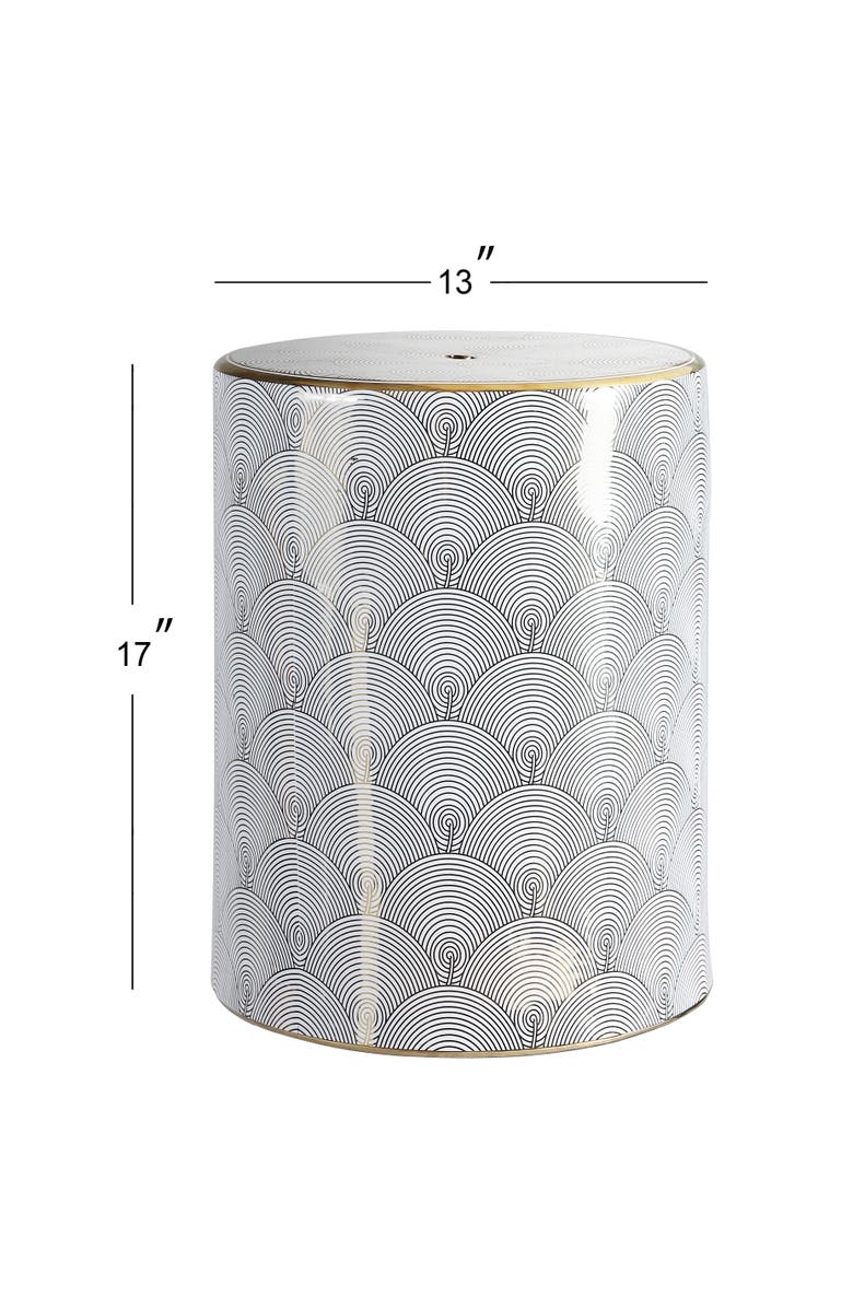 JONATHAN Y Fish Scale 17" Modern Ceramic Garden Stool, Alternate, color, White/Gold