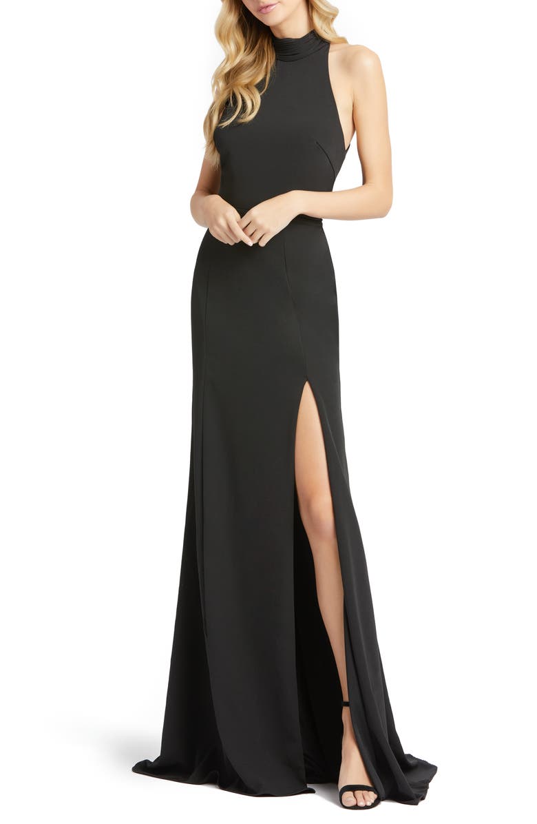 Mac Duggal Cutout Back Jersey Gown, Main, color, 