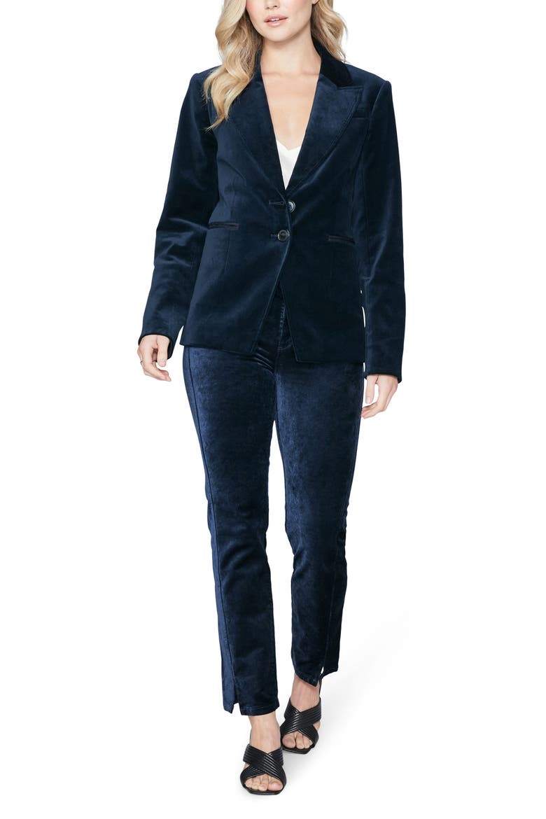 Chelsee Stretch Velvet Blazer, Alternate, color, DPNVY