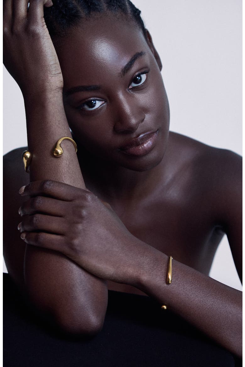 Sculptural Open Bangle, Alternate, color, Gold