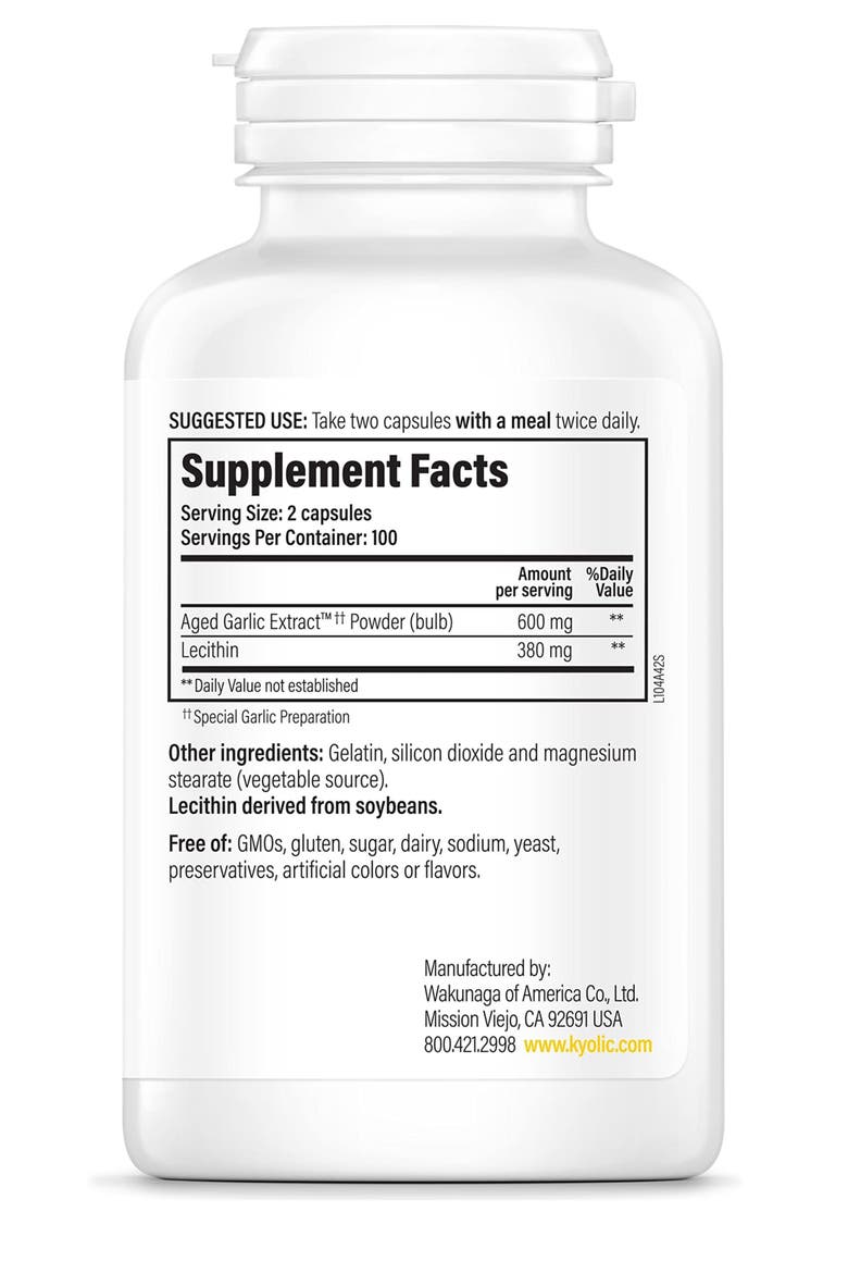 Aged Garlic Extract Formula 104, Cholesterol Health, 200 ct Capsules, Alternate, color, None