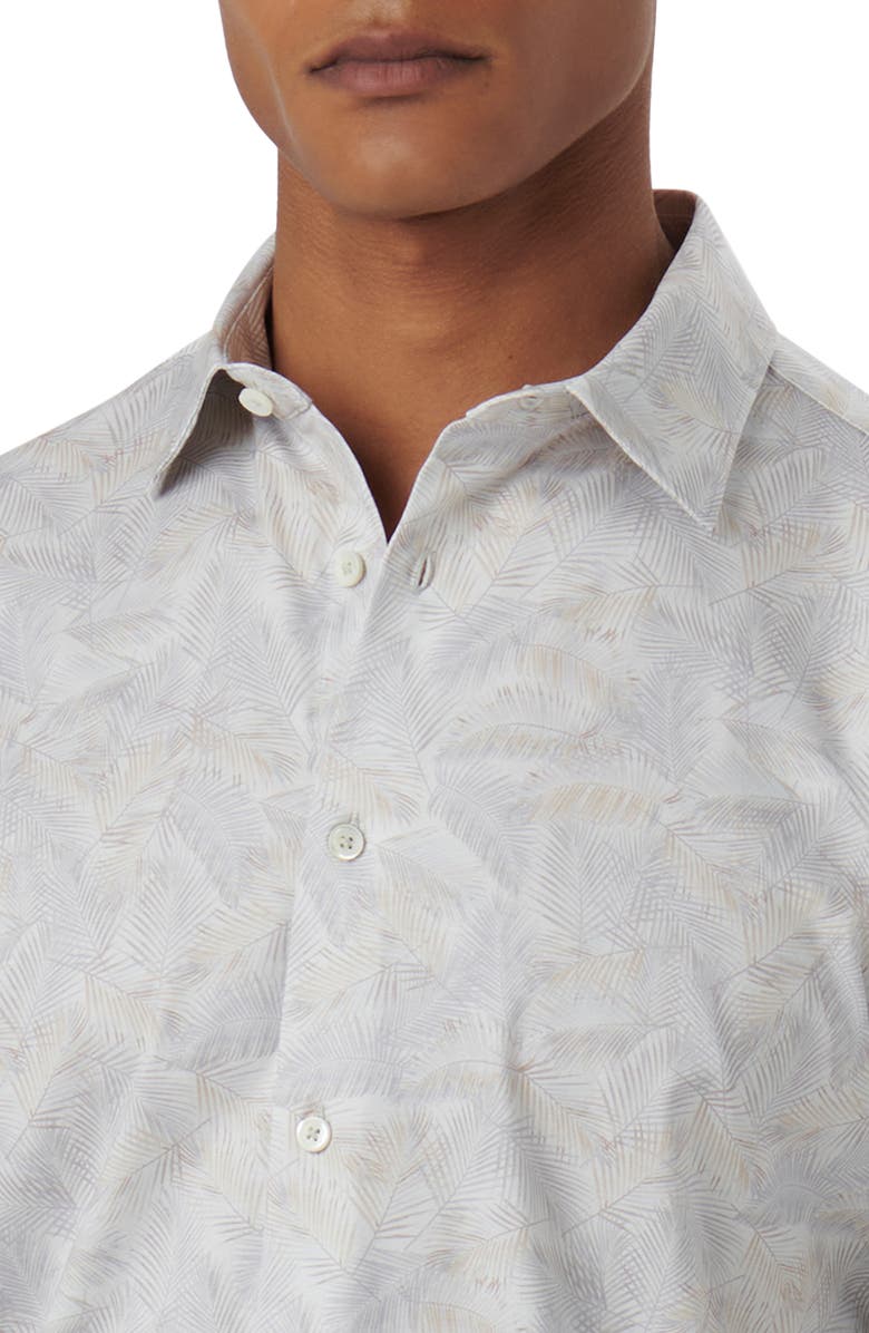 Bugatchi James OoohCotton<sup>®</sup> Leaf Print Button-Up Shirt, Alternate, color, Platinum